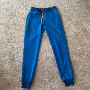 Figs Blue Joggers with Orange Drawstring